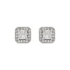 Silver Princess Cut Cubic Zirconia Halo Stud Earrings