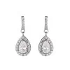 Silver Pear Cut Cubic Zirconia Halo Drop Earrings
