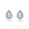 Silver Pear Cut Cubic Zirconia Halo Earrings