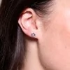 Silver Cubic Zirconia Flower Stud Earrings