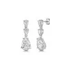 Silver Pear Cut Cubic Zirconia 3 Stone Drop Earrings