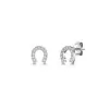 Silver Cubic Zirconia Horseshoe Stud Earrings