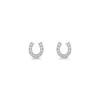 Silver Cubic Zirconia Horseshoe Stud Earrings