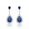 Silver Pear Cut Blue Cubic Zirconia Drop Earrings