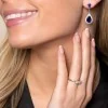 Silver Pear Cut Blue Cubic Zirconia Drop Earrings