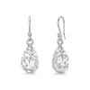 Silver Textured Pebble Drop Earrings