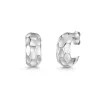 Silver Textured Open Hoop Earrings