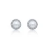 Silver Pearl and Cubic Zirconia Stud Earrings
