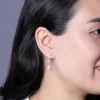 Silver Pearl and Cubic Zirconia Drop Earrrings