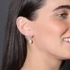 Sterling Silver Pearl & Cubic Zirconia Oval Drop Earrings