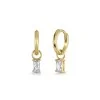 Gold Plated Cubic Zirconia Charm Huggie Hoop Earrings