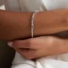 Silver Cubic Zirconia Staggered 3 Stone Bracelet