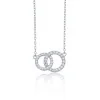 Silver Cubic Zirconia Double Circle Necklace