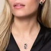 Silver Concave Pebble Drop Pendant