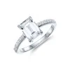 Silver Emerald Cut Cubic Zirconia Solitaire Ring