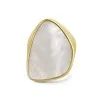Yellow Gold Plated Mother Of Pearl Abstract Ring