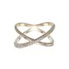 Yellow Gold Plated Cubic Zirconia Cross Over Ring