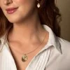 Sterling Silver Yellow Gold Plated Oval Fan Pendant