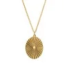 Sterling Silver Yellow Gold Plated Oval Fan Pendant