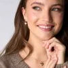 18ct Yellow Gold Vermeil Heart Charm Hoop Earrings