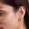 18ct Yellow Gold Vermeil Hammered Stud Earrings