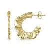 18ct Yellow Gold Vermeil Floral Edge Hoop Earrings