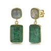 18ct Yellow Gold Vermeil Labradorite & Beryl Emerald Earrings