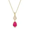 18ct Yellow Gold Vermeil Pink Fuchsia & Pink Opal Pendant
