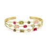18ct Yellow Gold Vermeil Green Amethyst, Smoky Quartz, Pink Opal, Pink Fuchsia, Rose Quartz & Peridot Bangle