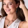 18ct Yellow Gold Vermeil Light Calci Jade, Paraiba Onyx, Blue Calct & Blue Black Jade Drop Earrings