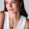 18ct Yellow Gold Vermeil Light Calci Jade, Paraiba Onyx, Blue Calct & Blue Black Jade Drop Earrings