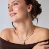 18ct Yellow Gold Vermeil Beryl Emerald & Smoky Quartz Earrings