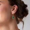 18ct Yellow Gold Vermeil Beryl Emerald & Smoky Quartz Earrings