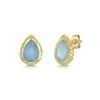 18ct Yellow Gold Vermeil Blue Calcite Onyx Stud Earrings