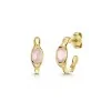 18ct Yellow Gold Vermeil Pink Rose Jade Hoop Earrings