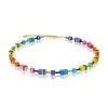 Coeur De Lion Geocube Yellow Gold Plated Multi Coloured Crystal Beaded Necklace 2838/10-1573