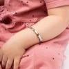 D for Diamond Silver Diamond Set Heart Baby Bangle