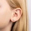 Silver Diamond Heart Stud Earrings