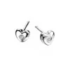 Silver Diamond Heart Stud Earrings