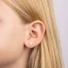 D For Diamond Silver And White Enamel Flower Stud Earrings