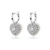 Swarovski Hyperbola Rhodium Plated Crystal Pearl Heart Drop Earrings 5684384
