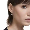 Swarovski Constella White Gold-Tone Plated Round Cut Drop Earrings 5638802