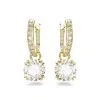 Swarovski Constella White Gold-Tone Plated Round Cut Drop Earrings 5638802