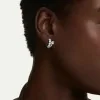 Swarovski Round Cut Matrix White Rhodium Plated Hoop Earrings 5753572