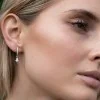 CARAT* Leni White Gold Plated Hoop Earrings WCE925W-LENI-W