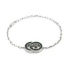 GUCCI Sterling Silver Interlocking Bracelet with Green Enamel YBA854121001 - Size Extra Large / 19cm