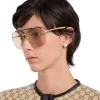 GUCCI Silver Blind For Love Heart Stud Earrings YBD854022001