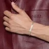 Gucci Sterling Silver Diamante Engraved Chain Bracelet 18cm YBA 843602 001 18