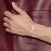 Gucci Sterling Silver Diamante Engraved Chain Bracelet 19cm YBA 843602 001 19