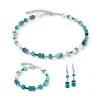 Coeur De Lion GeoCUBE® Iconic Teal Silver Necklace 2838100624